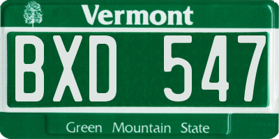VT license plate BXD547