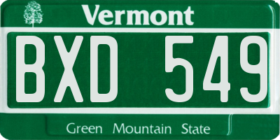 VT license plate BXD549