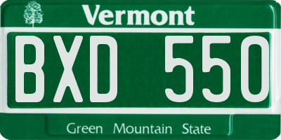VT license plate BXD550