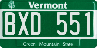 VT license plate BXD551