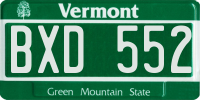 VT license plate BXD552