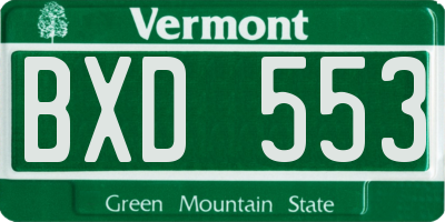 VT license plate BXD553
