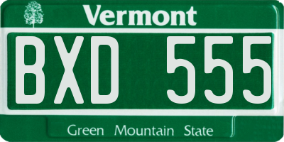VT license plate BXD555