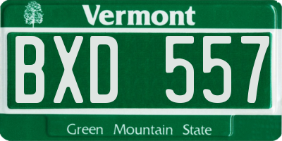 VT license plate BXD557