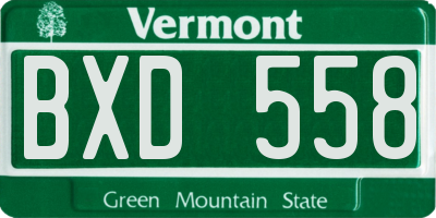 VT license plate BXD558
