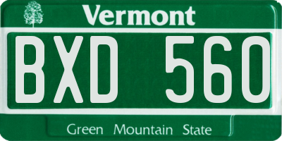 VT license plate BXD560