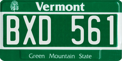 VT license plate BXD561