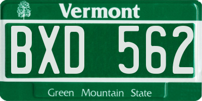 VT license plate BXD562