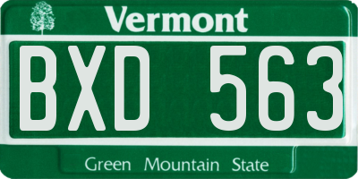 VT license plate BXD563
