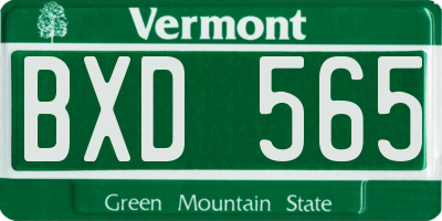 VT license plate BXD565