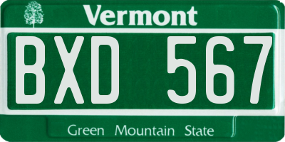 VT license plate BXD567