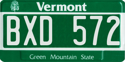 VT license plate BXD572