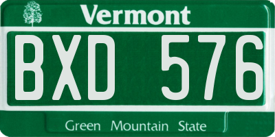 VT license plate BXD576