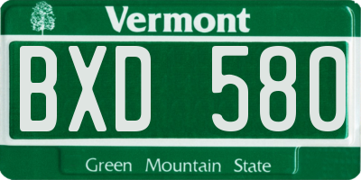 VT license plate BXD580