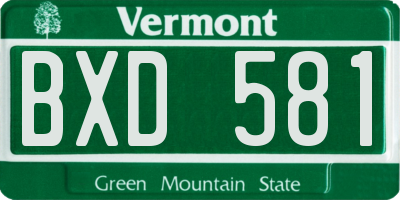VT license plate BXD581