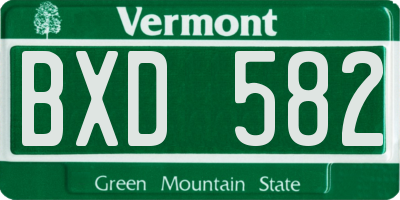 VT license plate BXD582