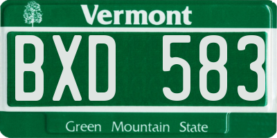 VT license plate BXD583