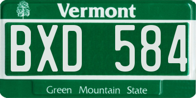VT license plate BXD584