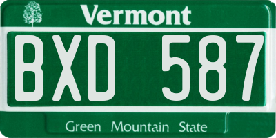 VT license plate BXD587