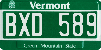 VT license plate BXD589