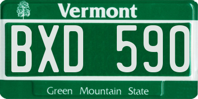 VT license plate BXD590