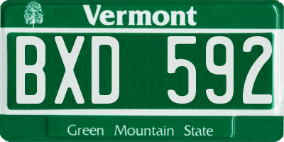 VT license plate BXD592