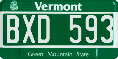 VT license plate BXD593