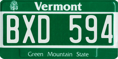 VT license plate BXD594