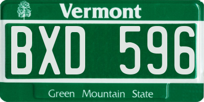 VT license plate BXD596