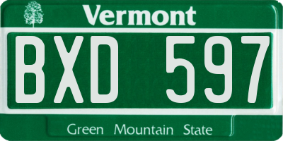 VT license plate BXD597