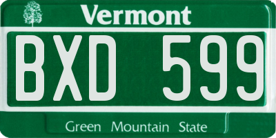 VT license plate BXD599