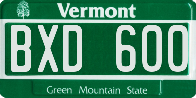 VT license plate BXD600