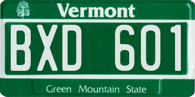 VT license plate BXD601