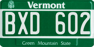 VT license plate BXD602