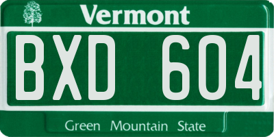 VT license plate BXD604