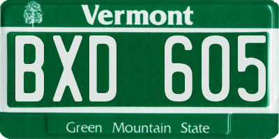 VT license plate BXD605