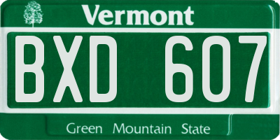 VT license plate BXD607