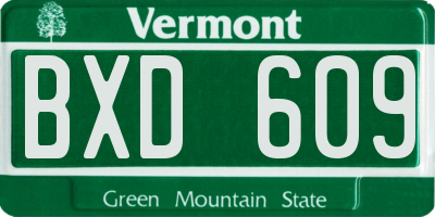 VT license plate BXD609