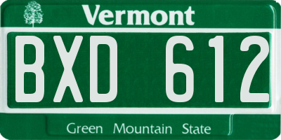 VT license plate BXD612