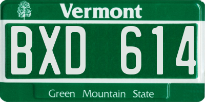 VT license plate BXD614