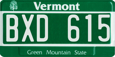 VT license plate BXD615
