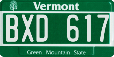 VT license plate BXD617