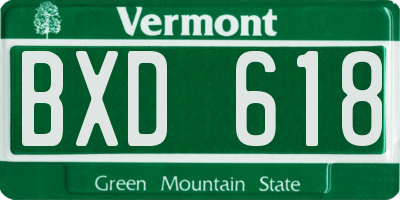 VT license plate BXD618