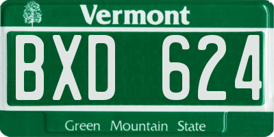 VT license plate BXD624
