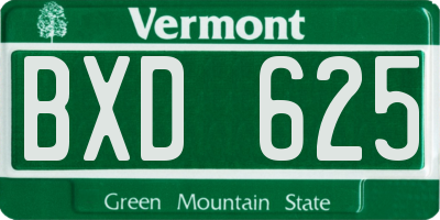 VT license plate BXD625