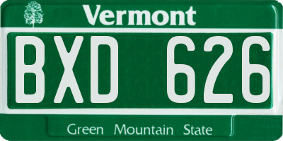 VT license plate BXD626