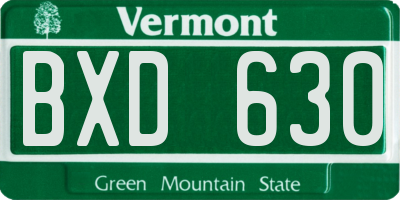 VT license plate BXD630