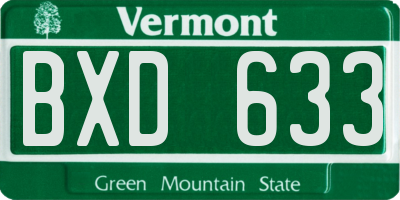 VT license plate BXD633