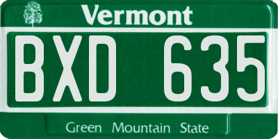 VT license plate BXD635