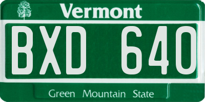 VT license plate BXD640